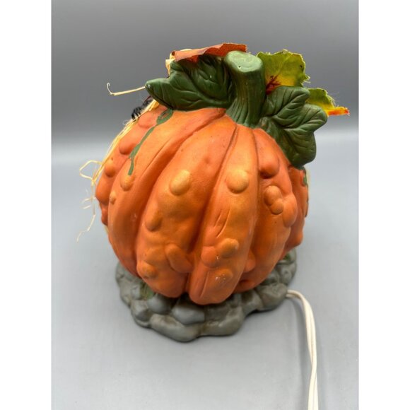 Vtg Ceramic Pumpkin Halloween Decoration Lighted Jack O Lantern Electric Fall - Picture 5 of 8